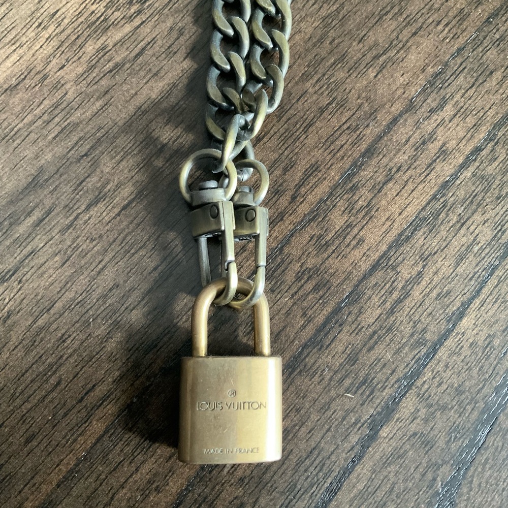 Louis Vuitton Brass Lock & Chain Necklace #312